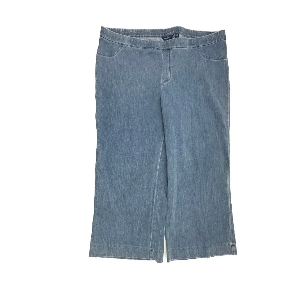 Isaac Mizrahi‎ Wide Leg Crop Women's size 24W Medium Wash Blue Denim Jeans